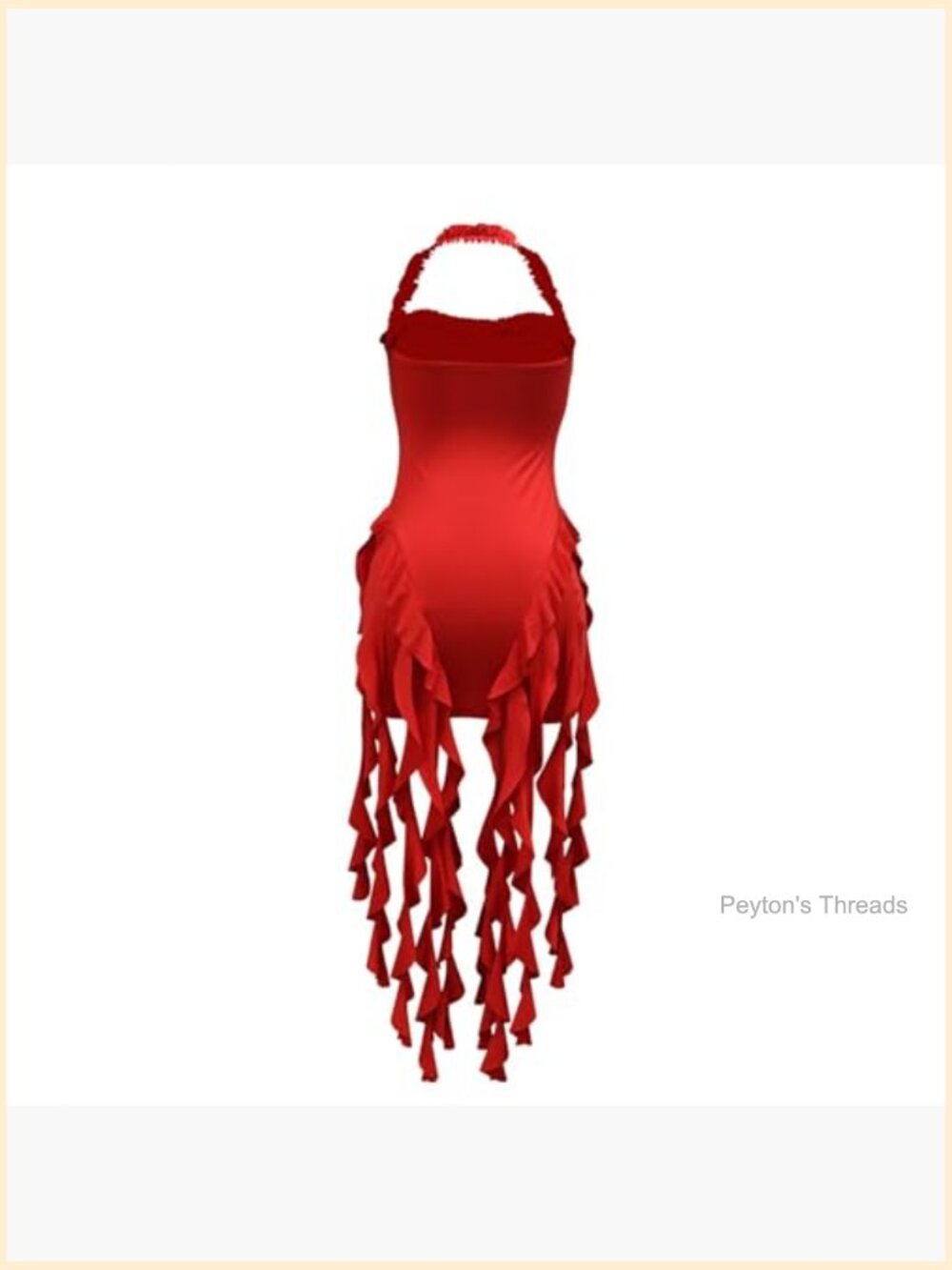 Sexy Halter Neck Sleeveless Ruffle Tassel Bodycon Mini Dress - Picture 4 of 7